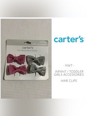 🆕CARTER’S - NWT - INFANT / TODDLER GIRLS 4PK HAIR CLIPS